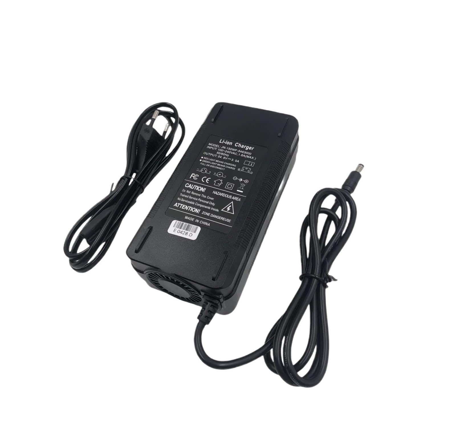 Cargador de batería de 54.6 V 3 A, compatible con 13S 48 V, cargador de batería de litio de iones de litio (base añadir adaptador de la UE)
