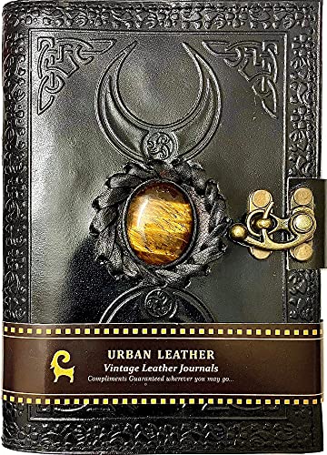 3 Moon Tiger Eye Leather Journal for Drawing