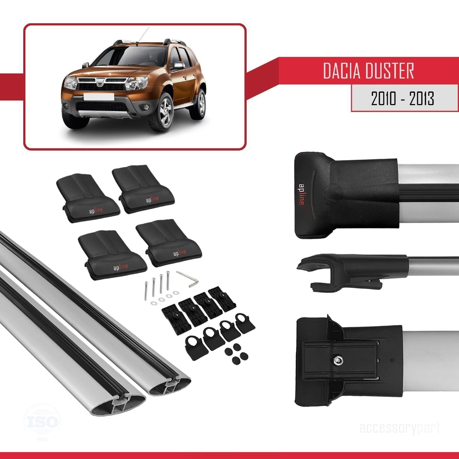 Per Dacia Duster 2010-2014 Barre Portatutto Portapacchi Barre Tetto FLY Modella GRIGIO