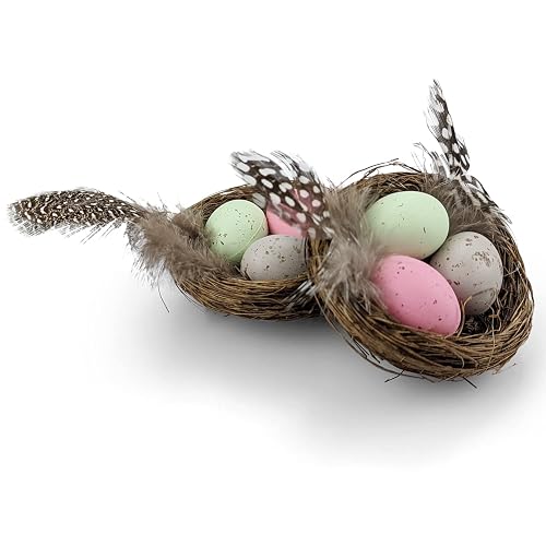 Netuno 2 Mini nidos Decorativos pájaros Huevos Pascua sisal 6 cm Nido Primavera hogar jardín Mesa…