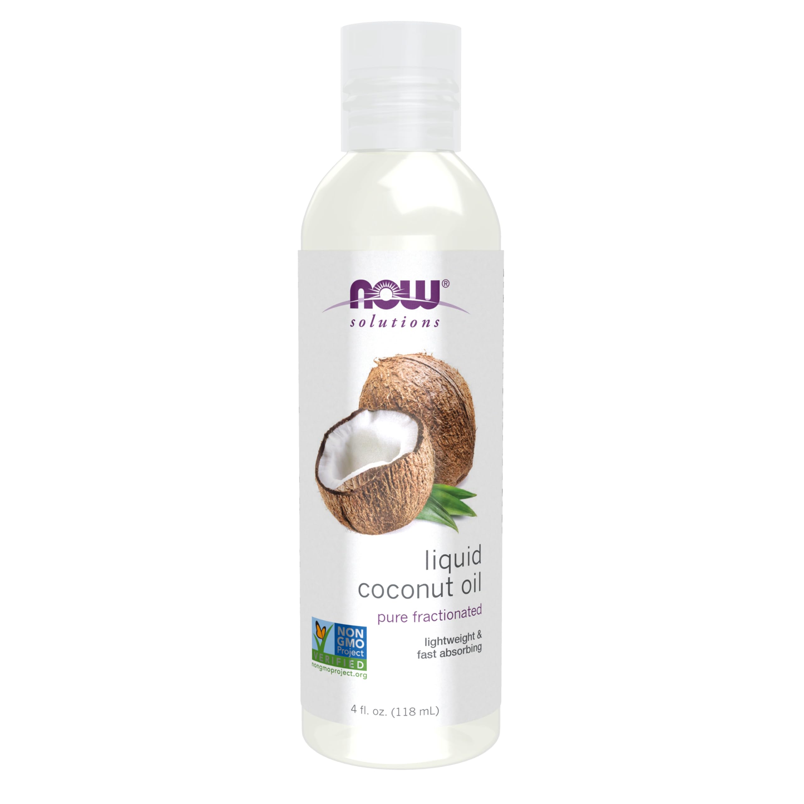NOW Foods Solutions, Liquid Coconut Oil, Light and Nourishing, Promotes Healthy-Looking Skin and Hair, 4-Ounce
