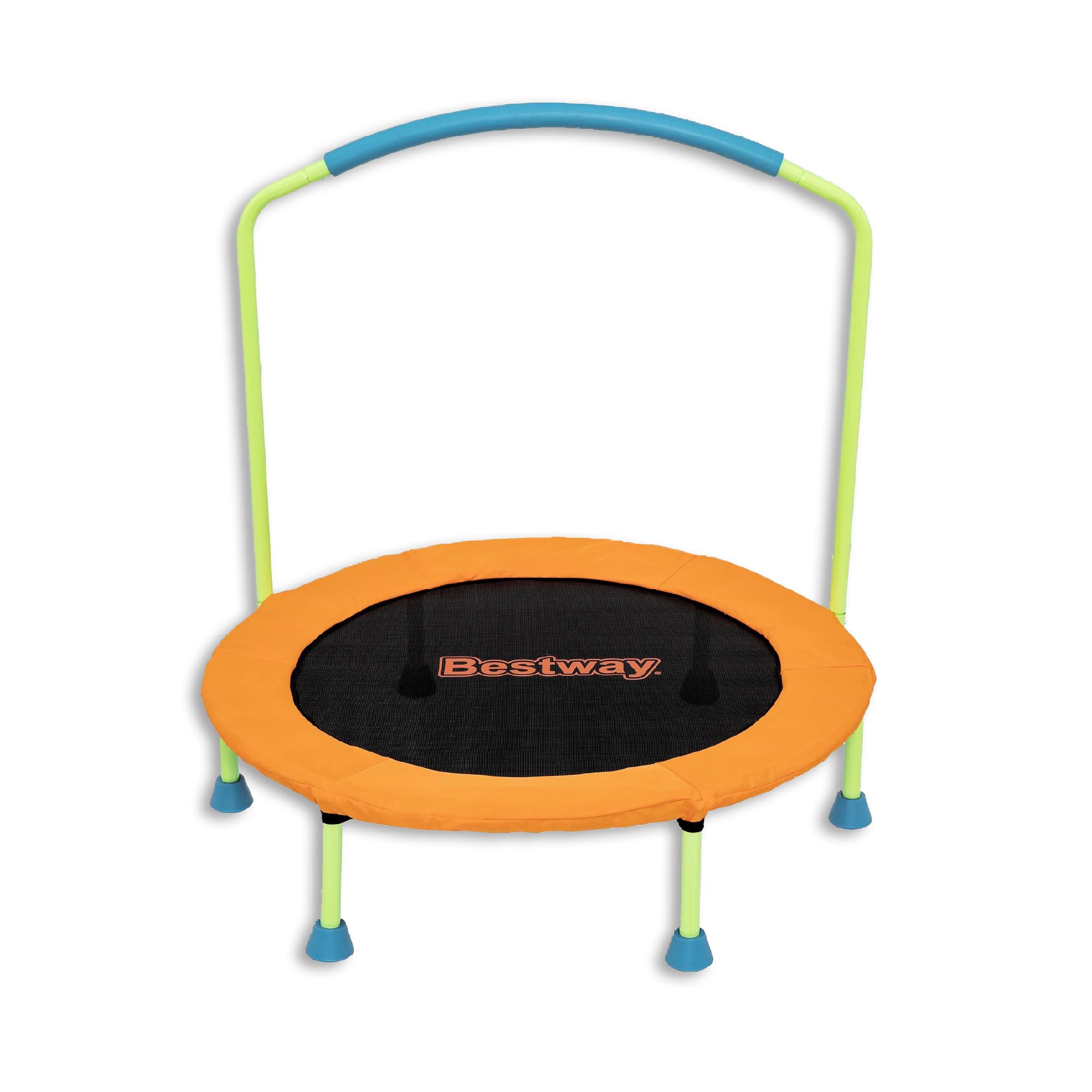 Bestway Trampolin Wonderjump Ø 91 x 96 cm, Pulverbeschichteter Stahlrahmen, Abnehmbarer Haltegriff, rutschfeste Füße, Einfache Montage, Kompaktes Design