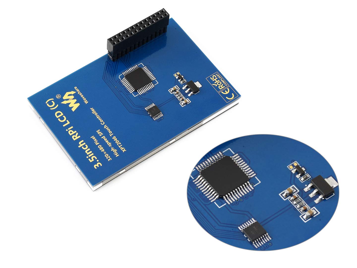 Waveshare Raspberry Pi 3.5inch RPi LCD (C) Resistive Touch Screen TFT 480x320 Resolution 125MHz