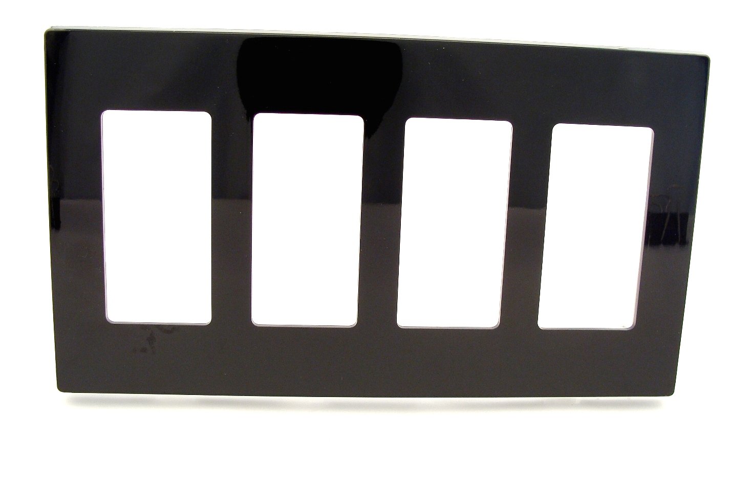 Placa de pared 4 bandas negra Leviton 80312-SE interruptor Decora Plus sin tornillo