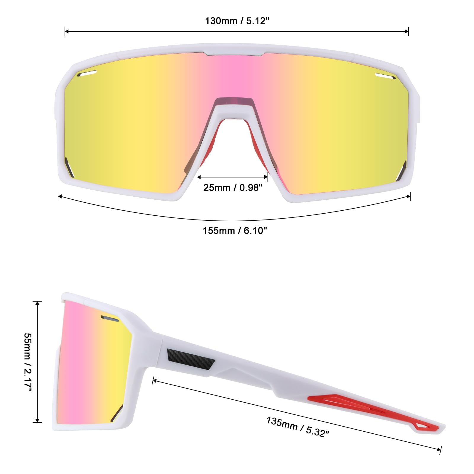 Gafas de Ciclismo Polarizadas, UV400 Gafas de Sol Deportivas con 2 Lentes TR90 para Hombres Mujeres Senderismo