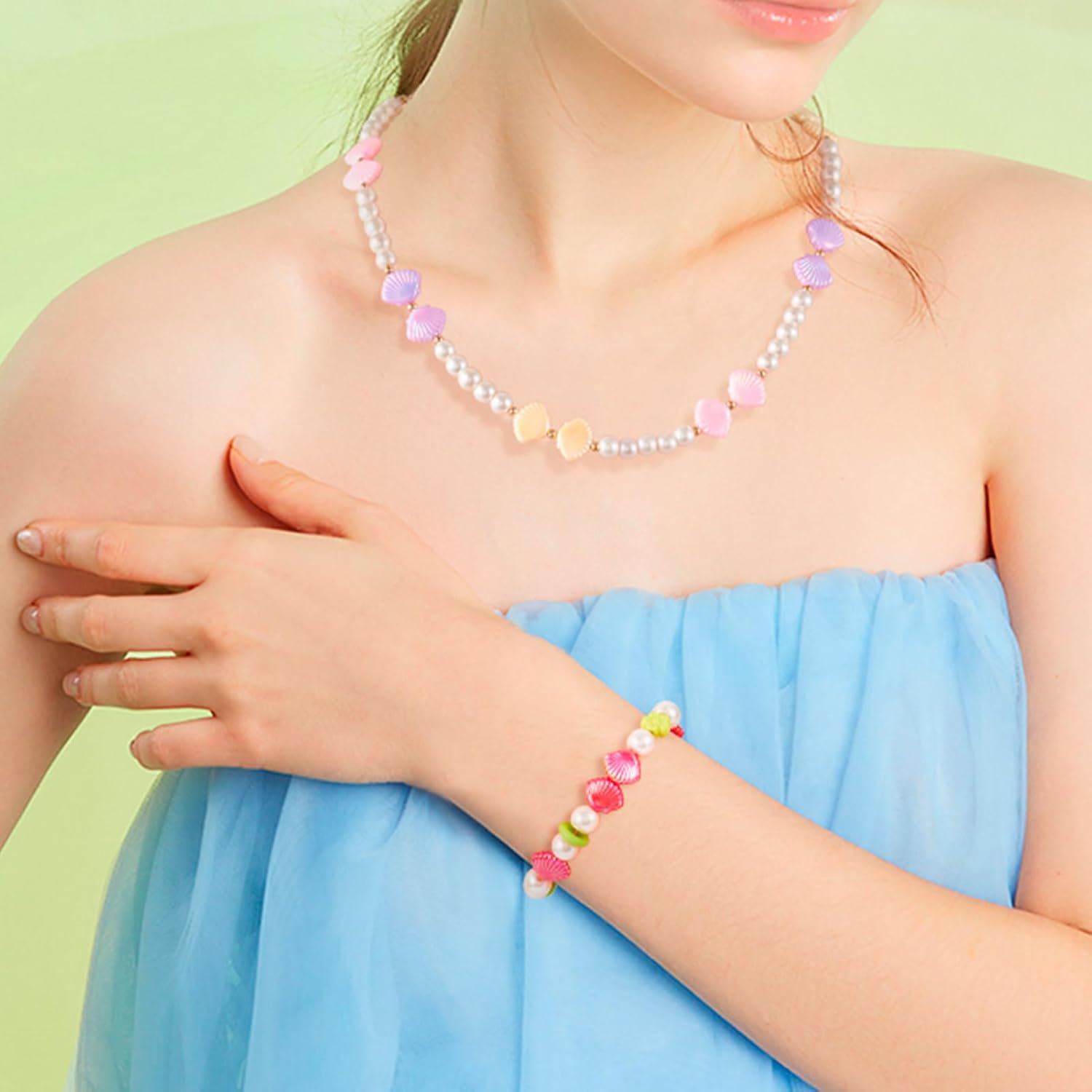 ABS Imitation Shell Plastic Beads Craftdady 125Pcs Colorful Ocean Seashell Beads Summer Beach Spacer Bead Cute Crafting Bead 10x2.5mm for DIY Craft Earring Bracelet Necklace Jewelry Making, 5 Colors - Image 4