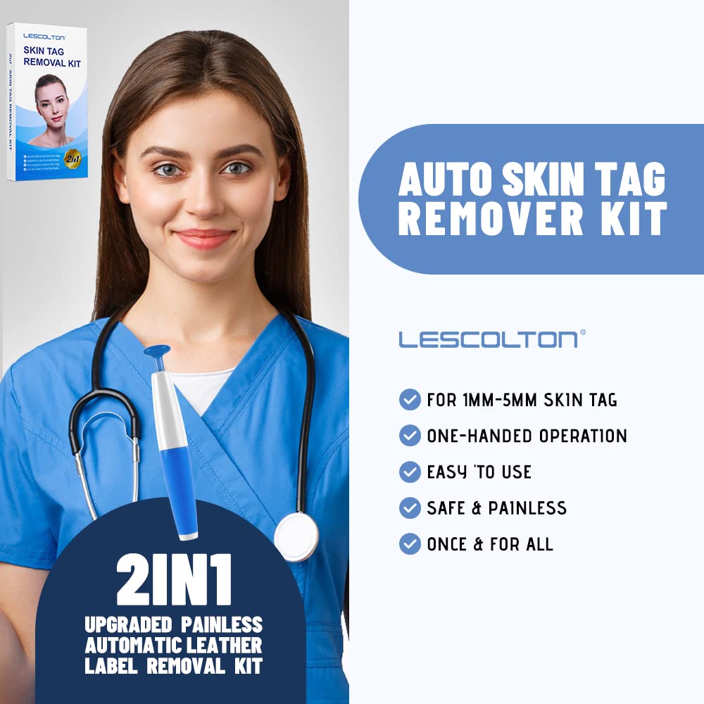 Lescolton 2 in1auto skin tag kit rimozione del kit di rimozione del tag pelle 40 bande 36 patch rimozione tag pelle 1-5 mm