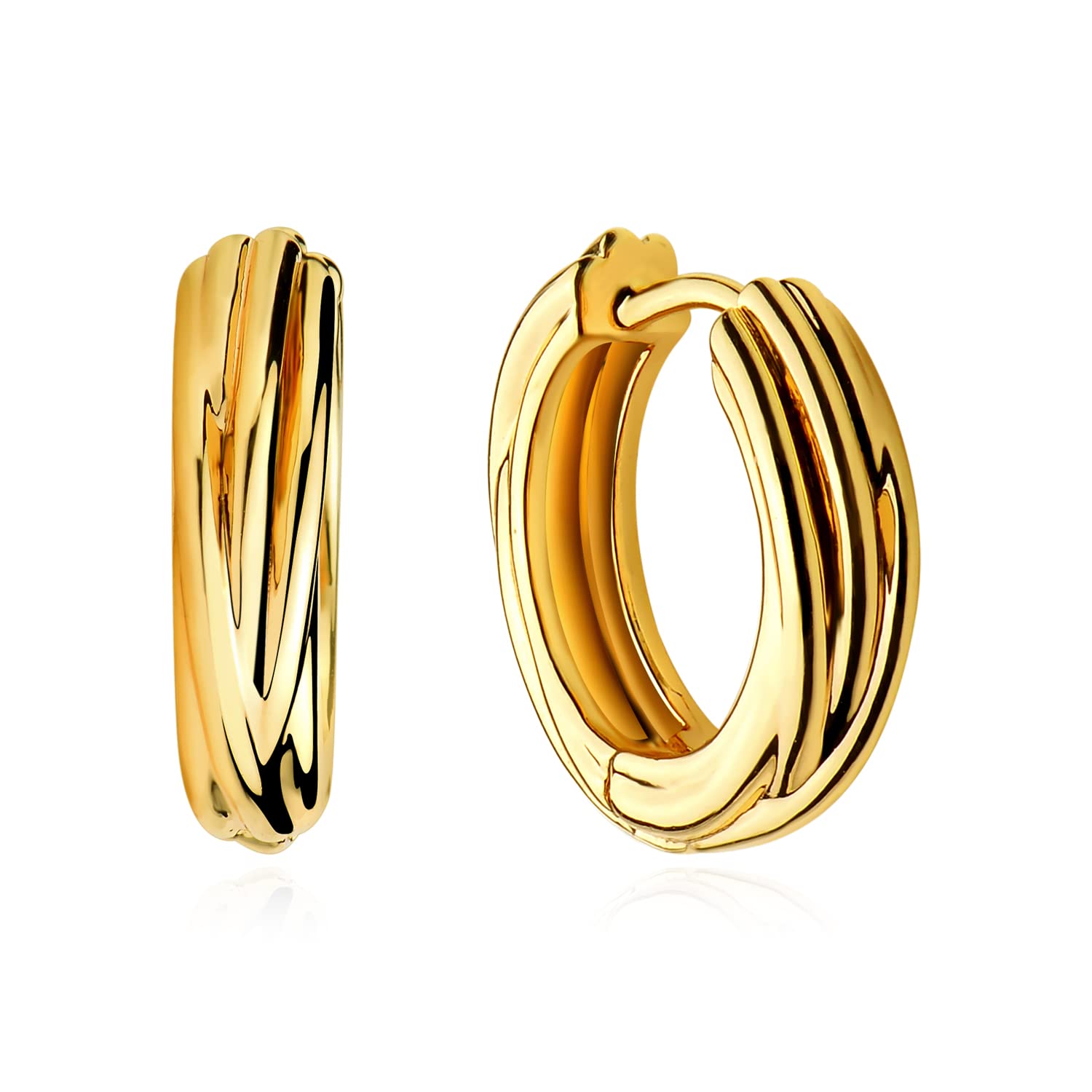 MYEARS Women Huggie Earrings Gold Hoop 14K Gold Filled Small Simple Handmade Hypoallergenic Everyday Jewelry