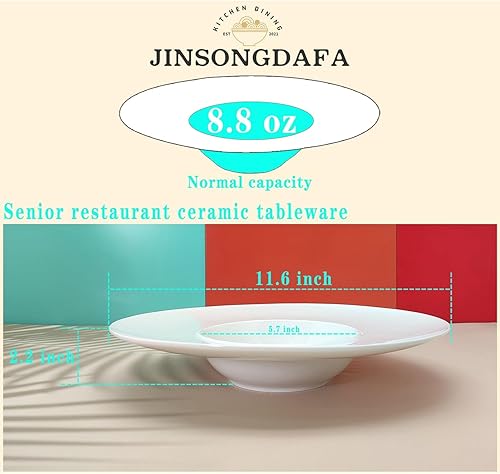 Miniatura 9 de jinsongdafa Tazones de sopa, plato de sopa, cuencos para pasta de 8.5 onzas, juego de 4, platos negros poco profundos, cuencos de porcelana con