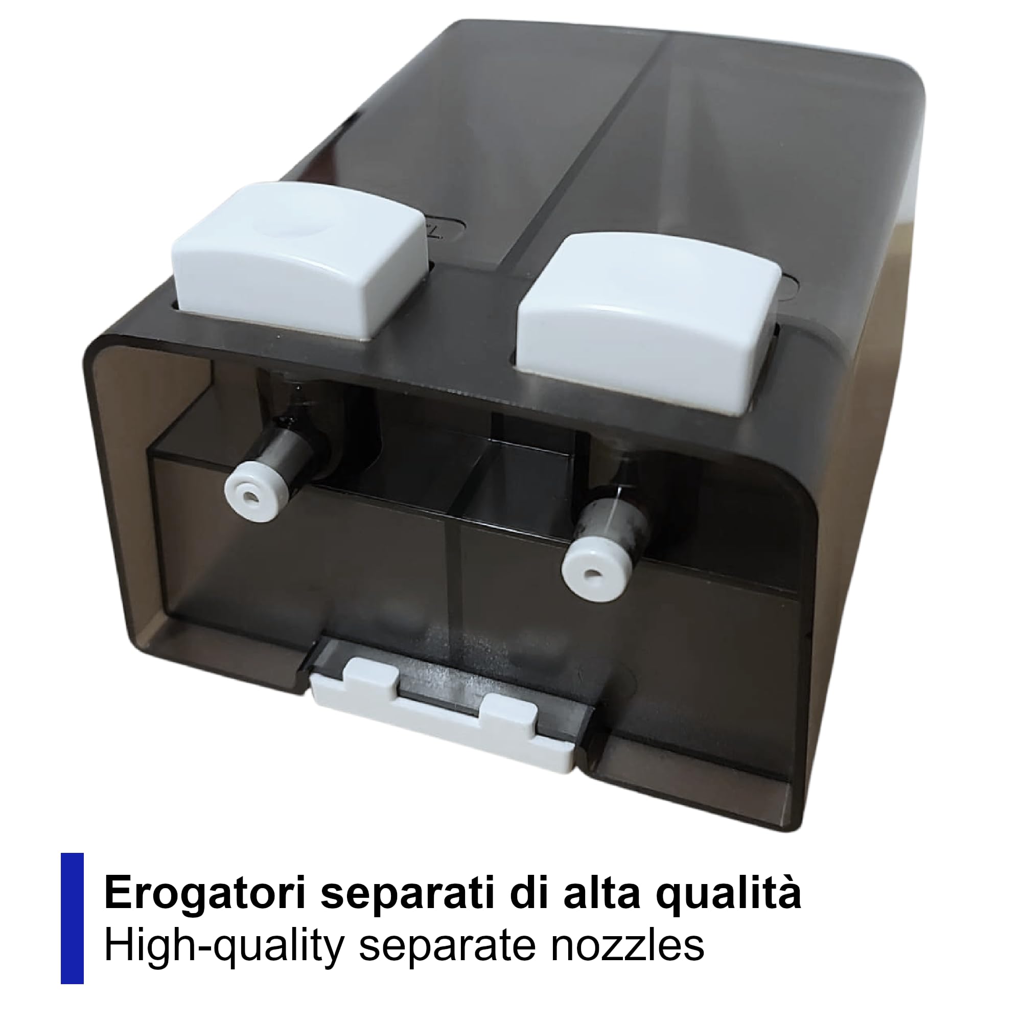 GUSTO Dispenser Doppio da Muro Manuale Sapone 500 ml x 2 con Chiave Serratura Shampoo Bagnoschiuma per Doccia Bagno Palestre Ristoranti Hotel Ospedali Cucina Studi