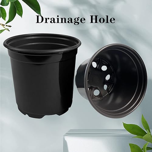 Miniatura 4 de RAOOKIF Paquete de 50 macetas de 1 galón con agujeros de drenaje, maceta de vivero de 7 pulgadas para plantas, macetas de inicio de semillas para