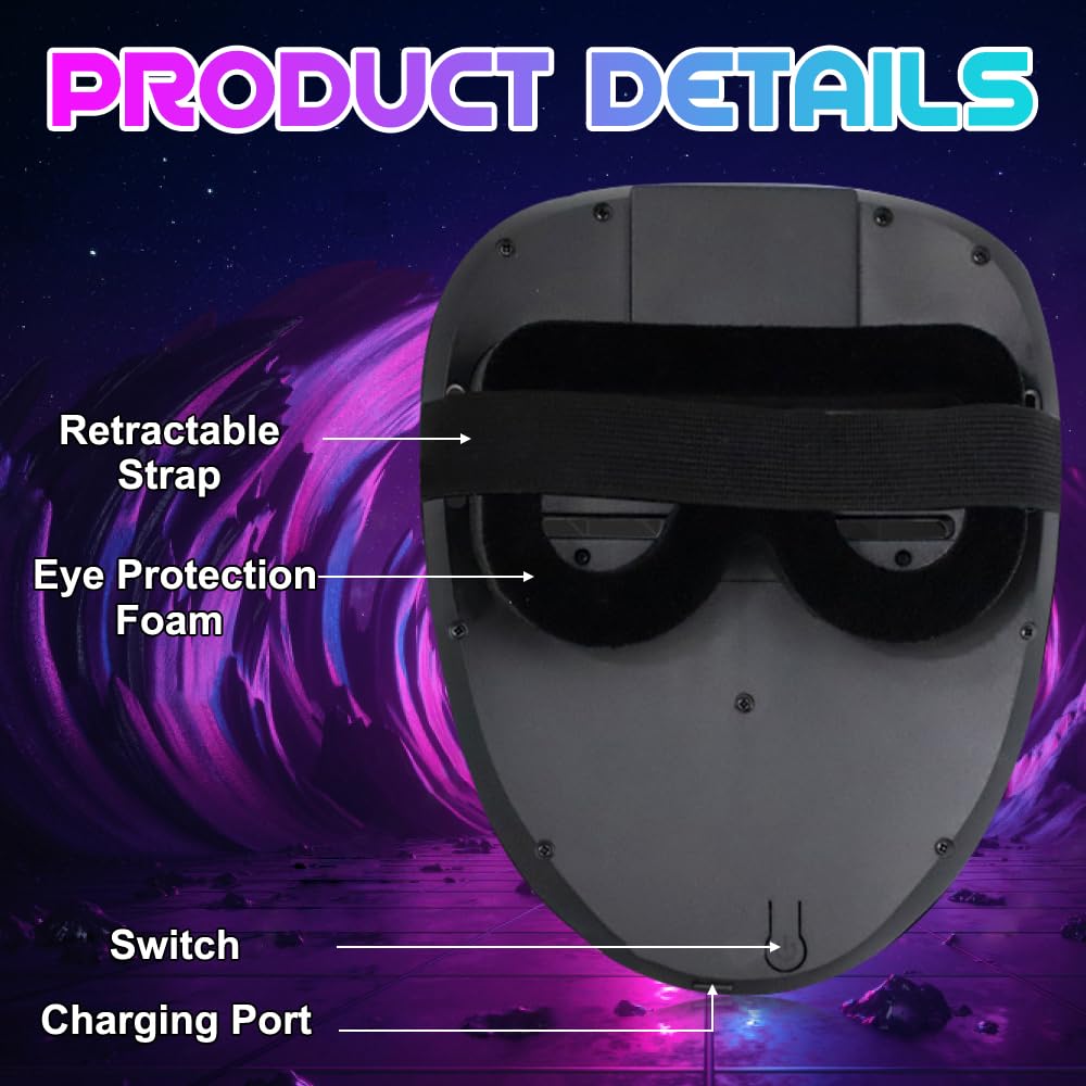 Afenau LED Mask with Gesture Sensing, Scary LED Halloween Mask, Light Up Mask with 50 Static and Dynamic Images, led masks - Image 4