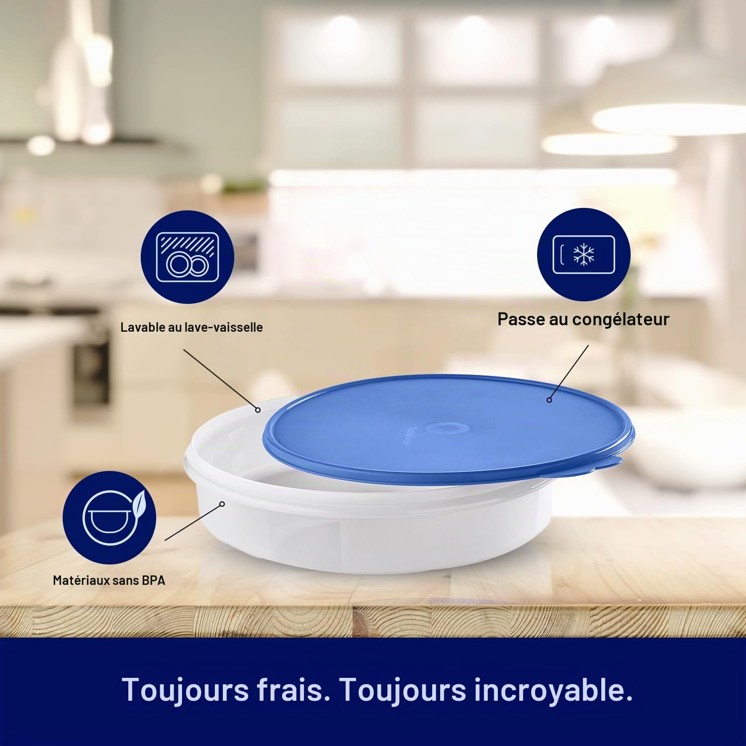 Tupperware Récipient rond Freeze & Go – Passe au congélateur, au lave-vaisselle et sans BPA (4 l)