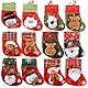 12 Stück Weihnachtsstrümpfe Socken Nikolausstiefel zum Befüllen und Aufhängen Weihnachten Bestecktasche Besteckhalter Weihnachtsdeko Weihnachtsbaumschmuck Christmasbaumschmuck