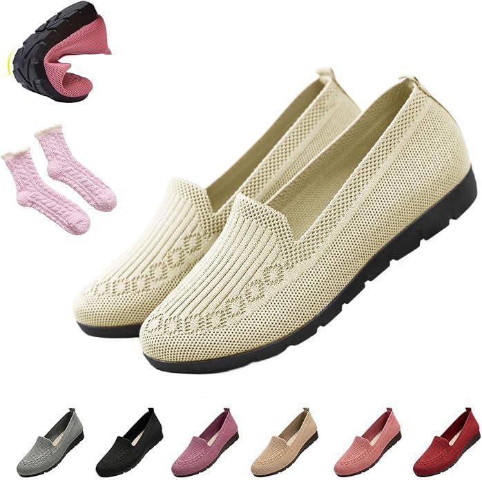 Zapatillas Mujer Verano Zapatillas Verano Mujer Ligeras Ortopedicas Zapatos sin Cordones Antideslizantes Zapato Calzado Fascitis Plantar Caminar Transpirables Sapatos Comodos Deportivas Beige