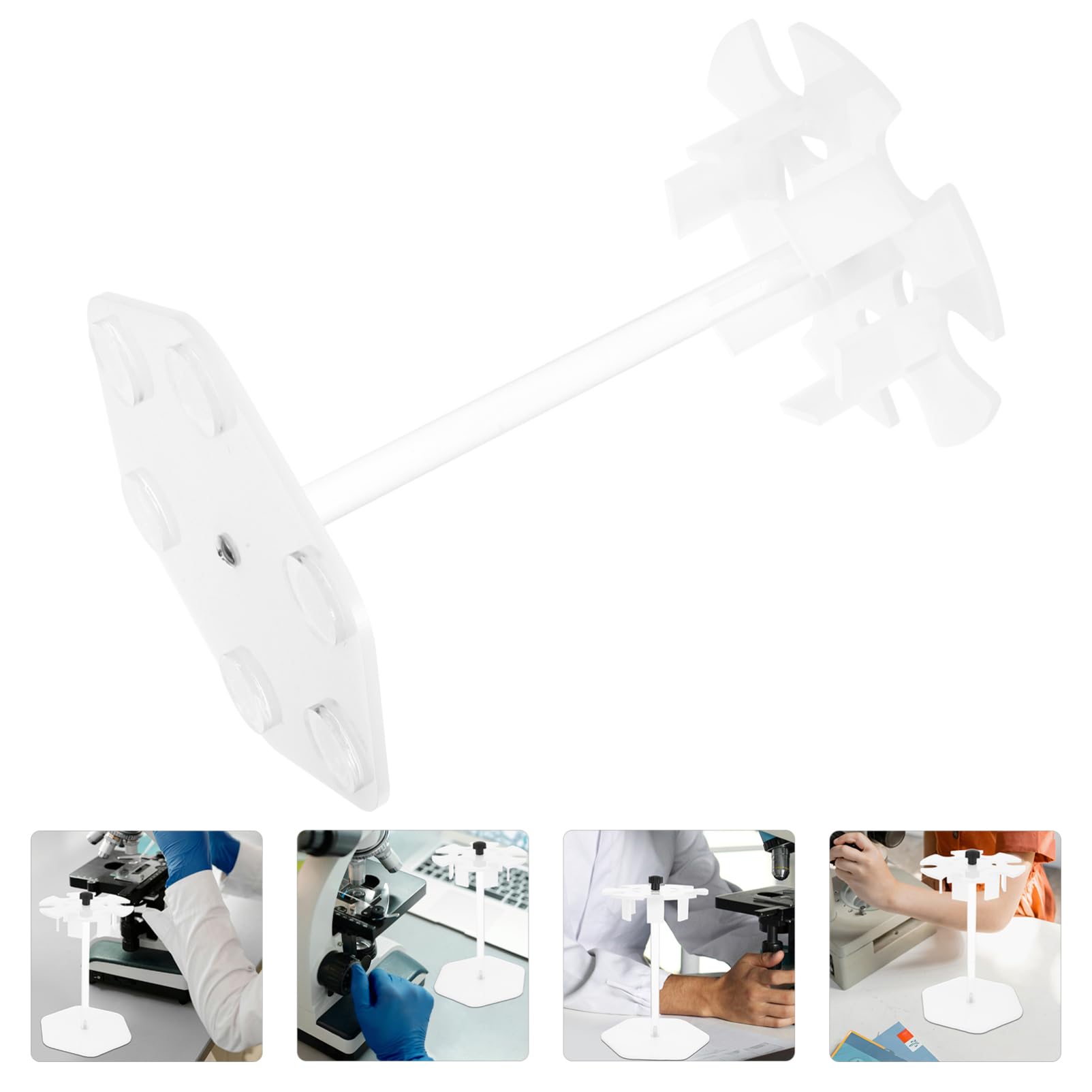 Supporto per Pipette Rotondo 6 Posti in Acrilico per Laboratorio | Struttura Smontabile, Bianco, Supporto Stabile, Uso Ricerca, Forniture Tecniche