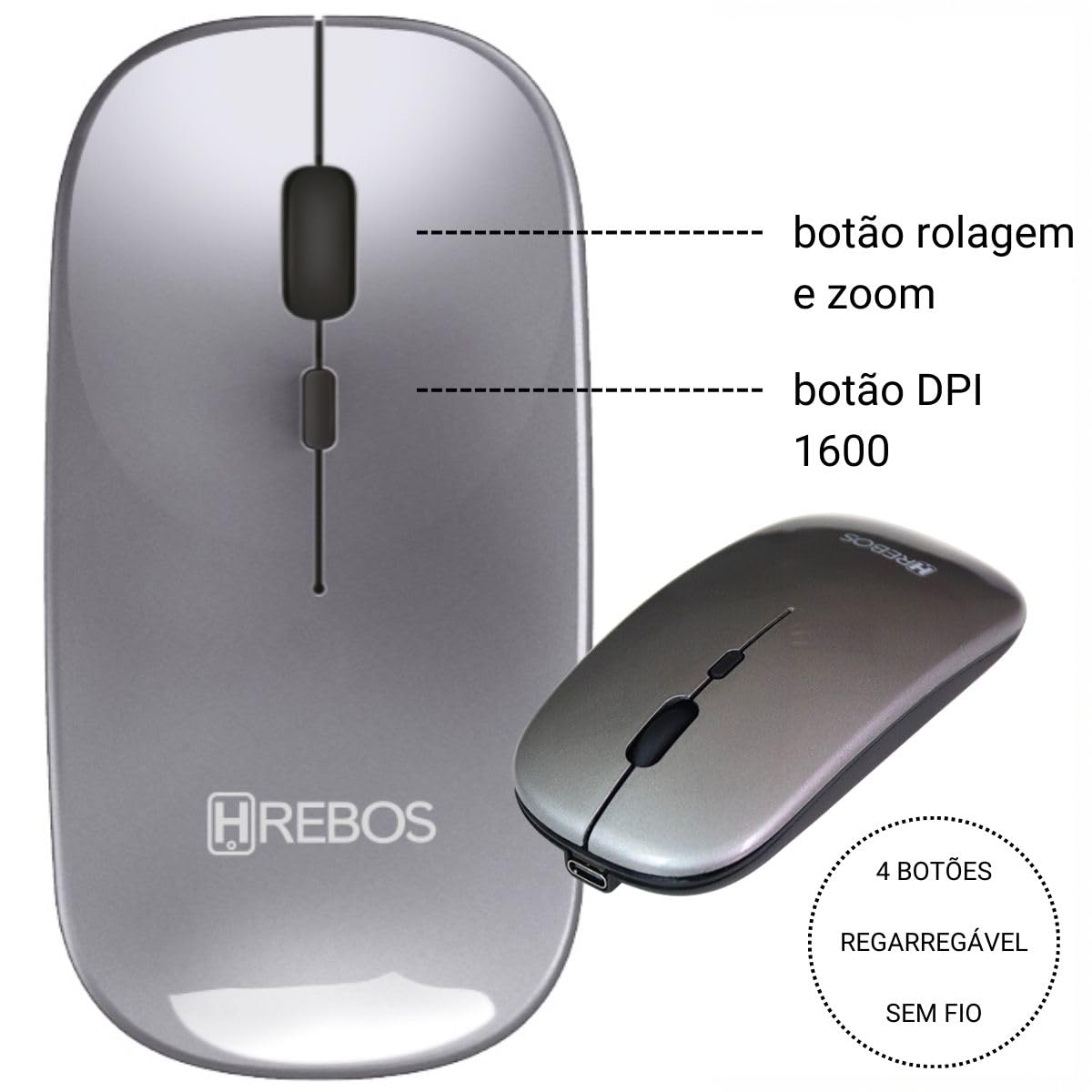 Teclado e mouse sem fio recarregável wireless bluetooth USB kit