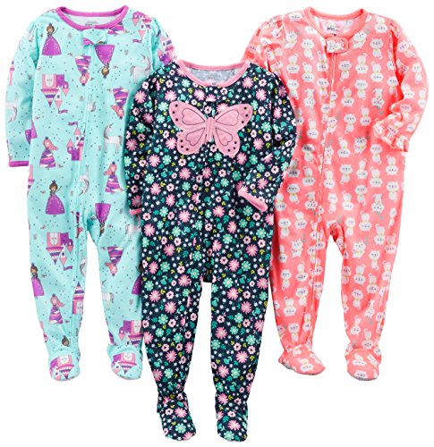 Simple Joys by Carter's Baby Girls' 3-Pack Loose Fit, Light Weight Polyester Footed Pajamas, Fairy/Butterfly/Kitty, 24 Months by Simple Joys by Carter's - Used condition - US$16.41