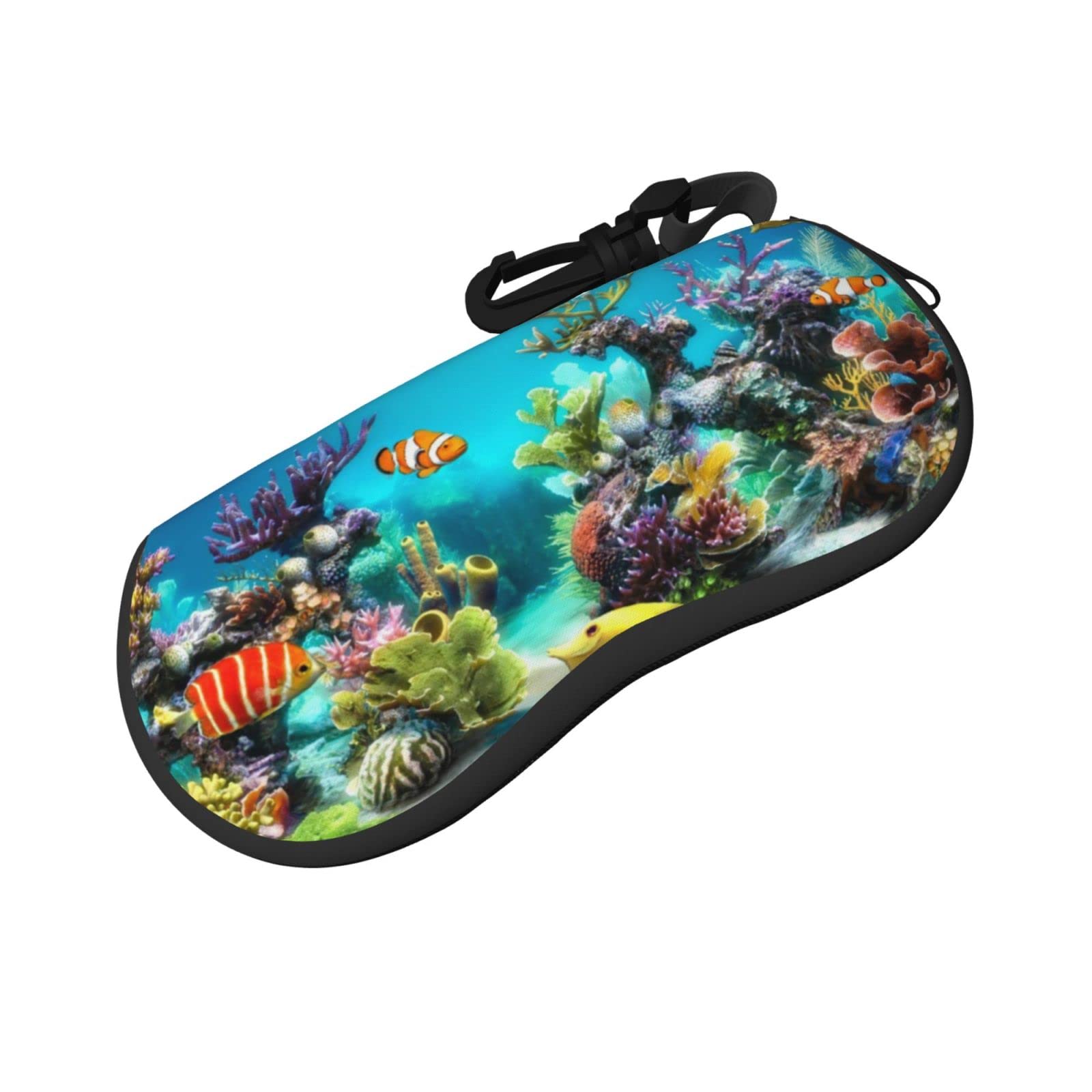 ASEELO Glasses Case Tropical Fish Eyeglass Case Soft Sunglasses Case Neoprene Zipper Glasses Pouch for Women Men