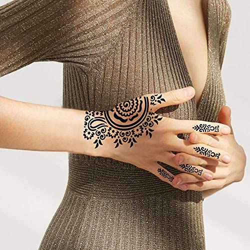 20 Sheets Large Henna Tattoo Stencils For Girls Woman Body Paint Indian Arabian Temporary Tattoo Arm Hand Templates Tattoo Stickers Kit #TOP1