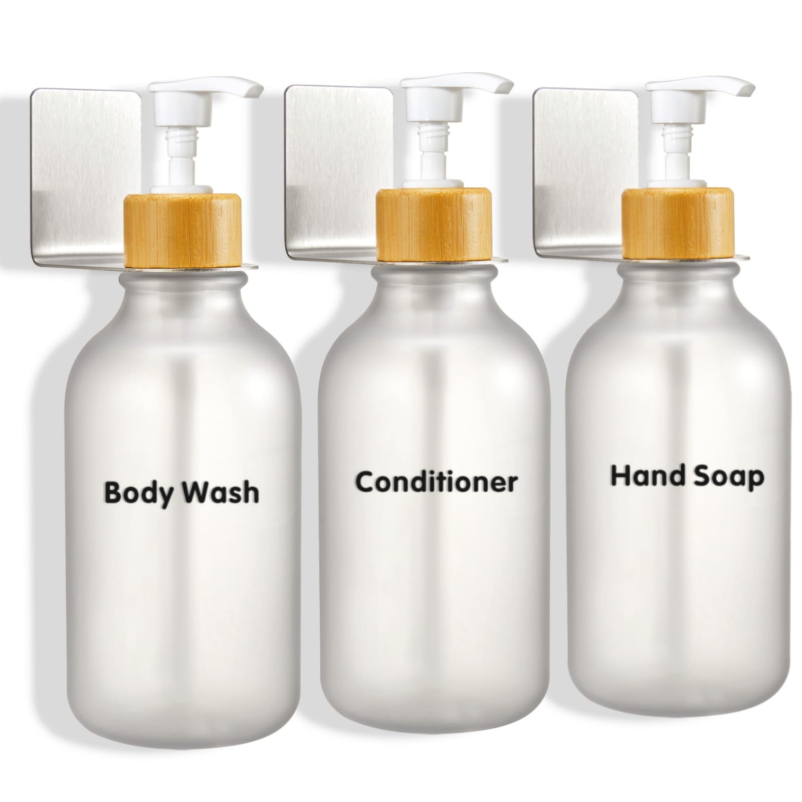 Drill Free Shampoo and Conditioner Dispenser, 3 Pack 16.9 oz Shampoo Dispensers for Shower Wall