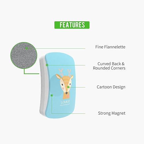 Miniatura 2 de loukin Paquete de 2 borradores magnéticos de borrado en seco para niños, mini borrador de pizarra blanca, borrador de tablero de vidrio pequeño para