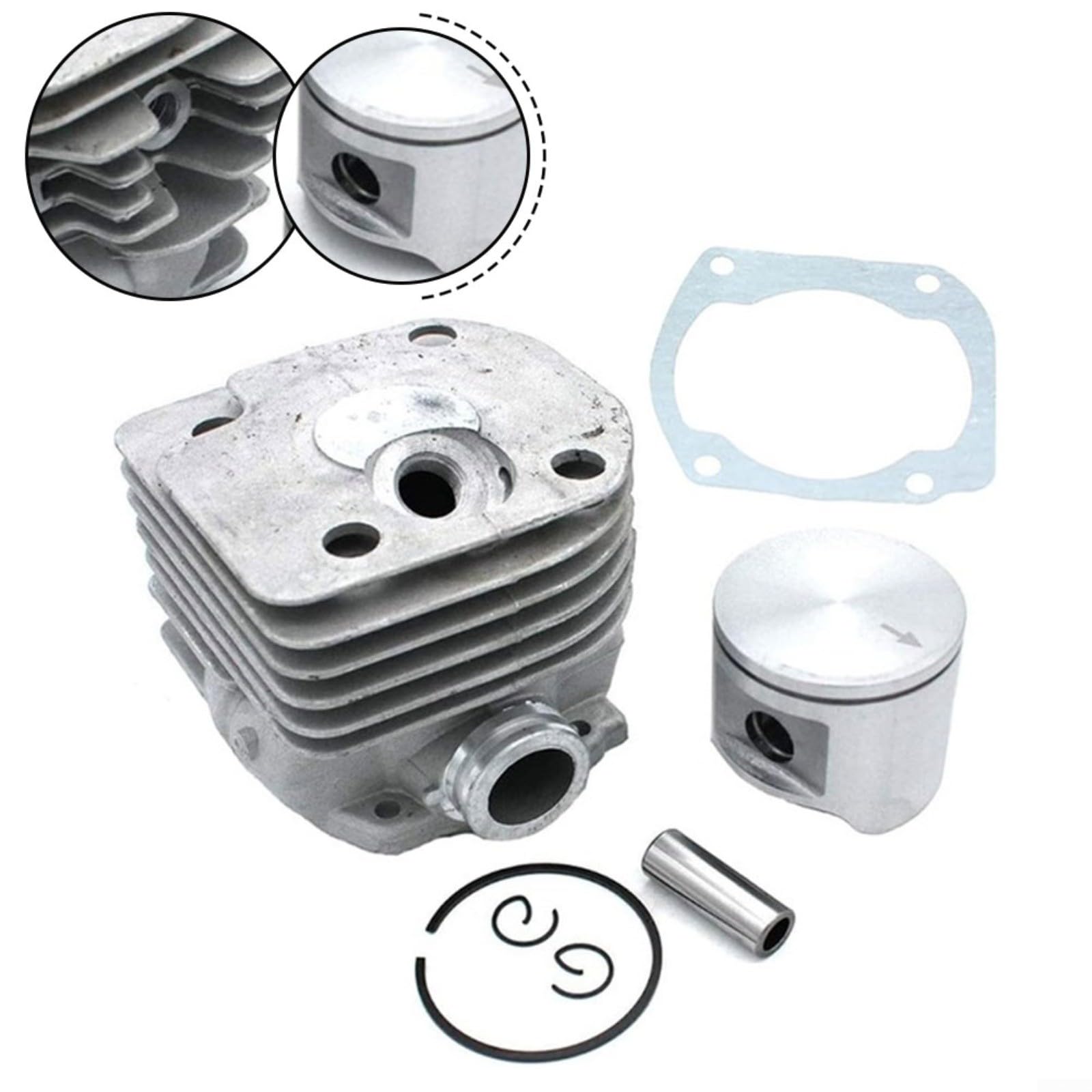 FUBESK PN 503939007 503939005 - Cilindro a porta rotonda da 48 mm per kit pistone motosega 365, set completo di ricambio in metallo con guarnizione