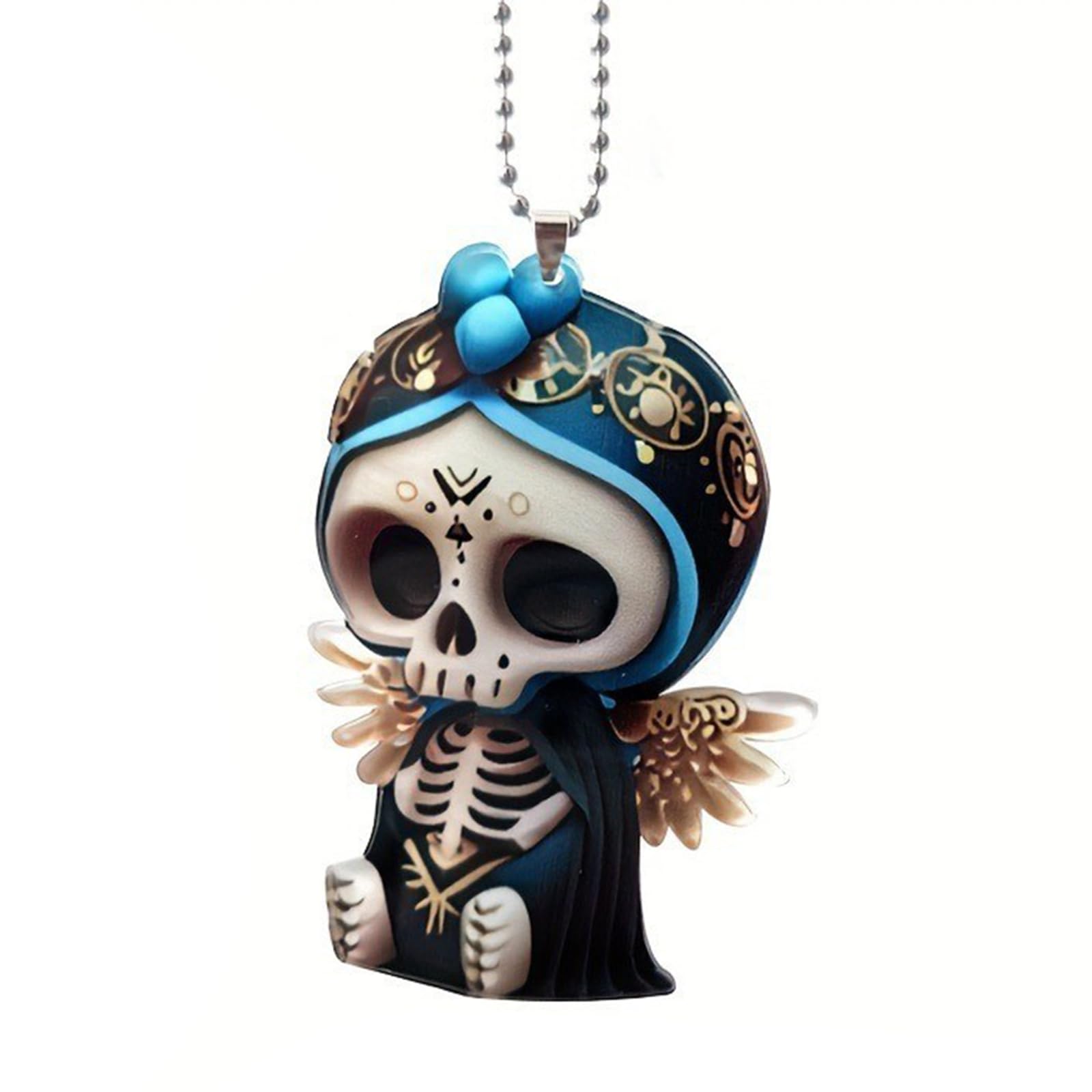 Kalttoy A Cartoon Skull Shaped Car Pendant Crylic Keyring Elegant Halloween Decorations Eye Catching Keychain Bag Ccessory Halloween Holiday Decorations
