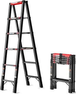 伸縮はしご 伸縮脚立 持ち運びやすい 折り畳み 伸縮梯子 5段/6段/7段 設置の必要なし 多機能アルミはしご 伸縮自在 梯子 室内室外両用 スライド式 (1.7m (6段))