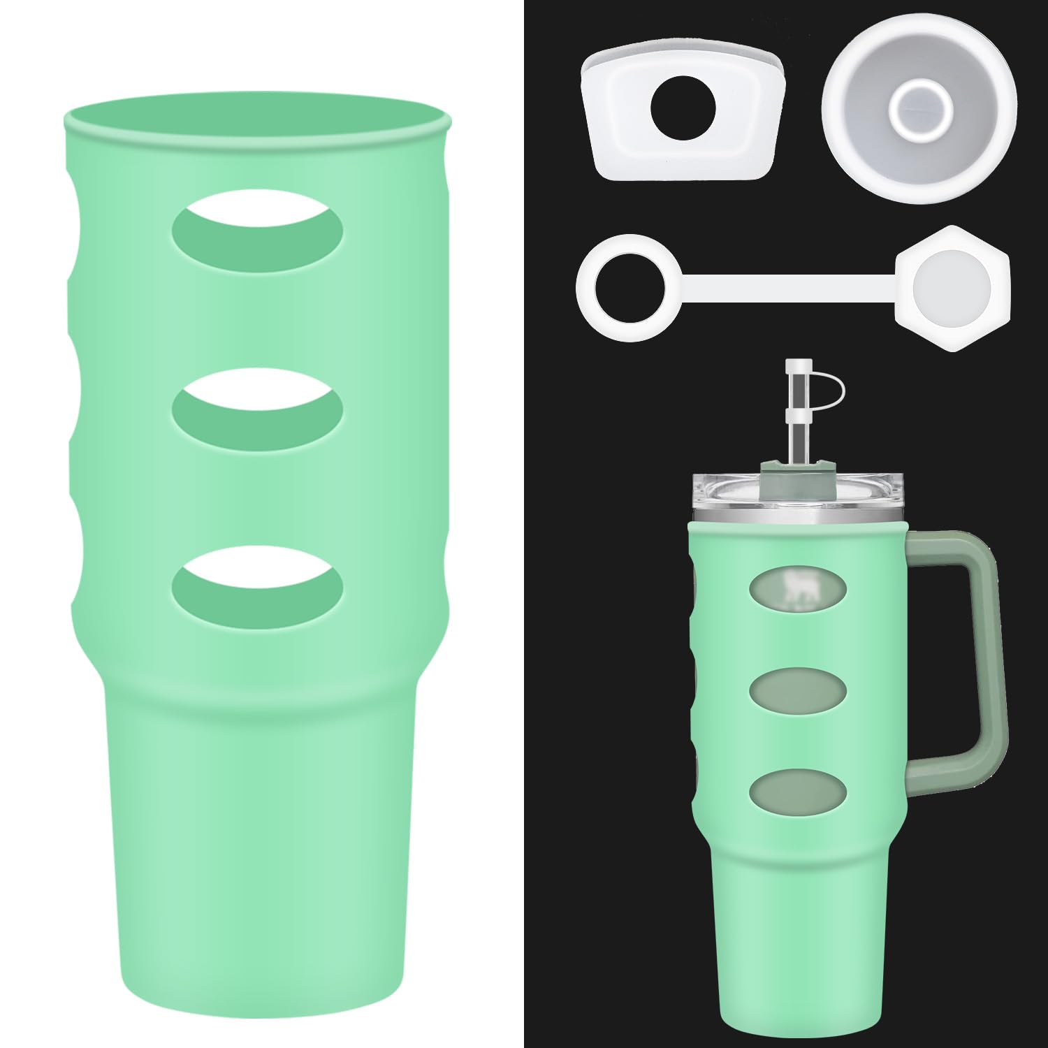 Gliquran Skull Protective Silicone Boot For Stanley Tumblers (Quencher, IceFlow) - Punk Style Bottle Accessory