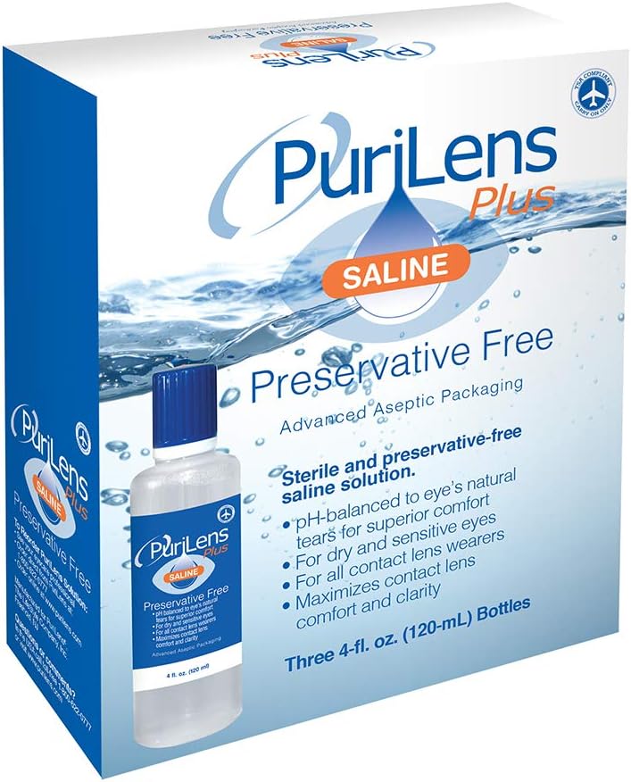 PuriLens Plus Preservative Free Saline Three 4 Fl Oz(120-mL) Bottles : Health & Household