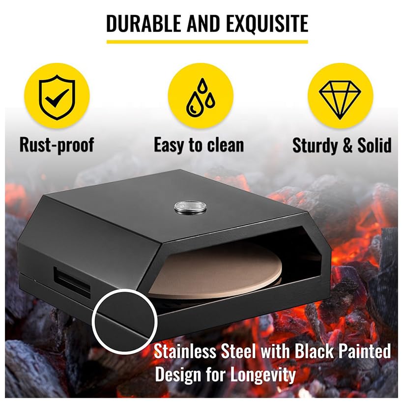 Forno per pizza, barbecue all'aperto, portatile, a legna, con termometro, per campeggio, adatto per forni a gas elettrici a carbone