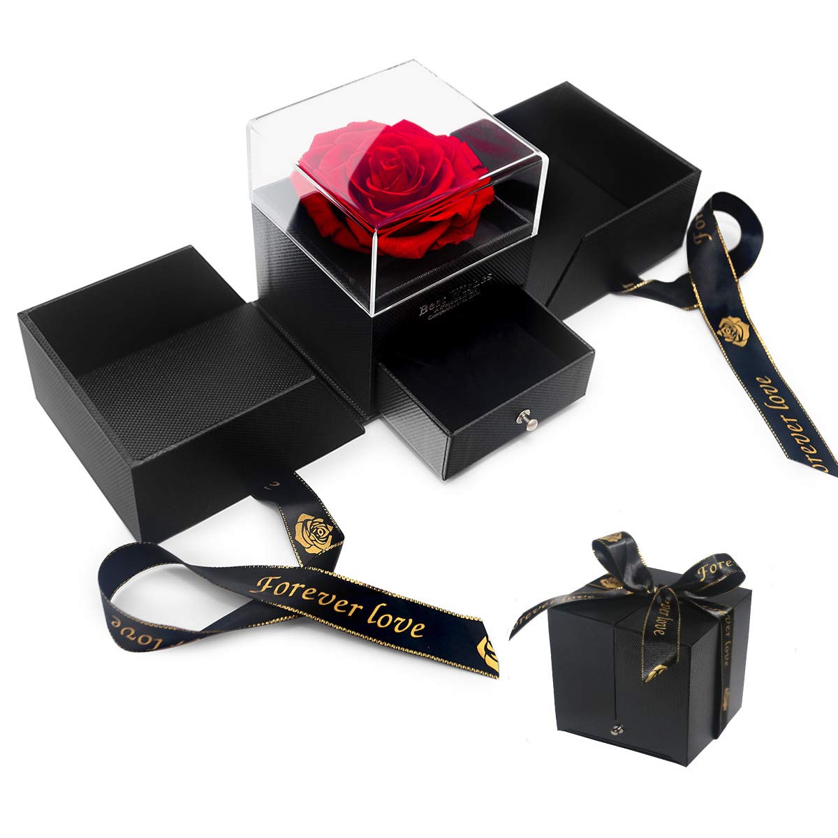 E-MANIS Beauty and the Beast Rose Handmade Preserved Rose Jewelry Gift Box Never Wilted Roses Eternal Flower for Lover Gift for Her on Valentine's Day Mother's Day Christmas Day