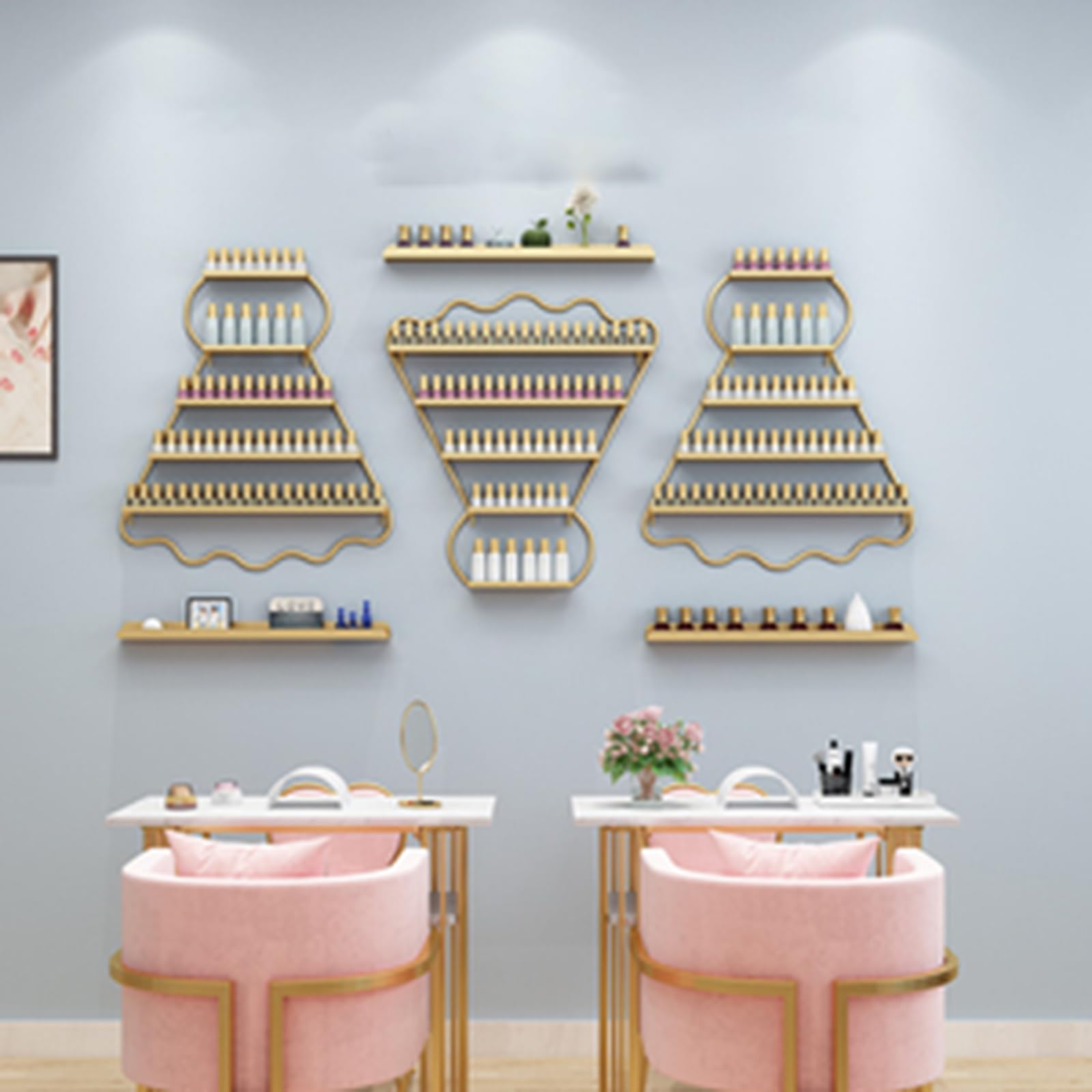 LXURY Nail Polish Wall Rack Display Nail Polish Shelves Nail Polish Wall Organizer Rack for Home Spa Nail