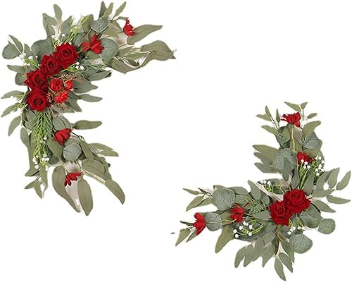 Elegante kit de flores para arco de boda, paquete de 2 guirnaldas de flores artificiales de bienvenida para boda, decoración de fondo de entrada