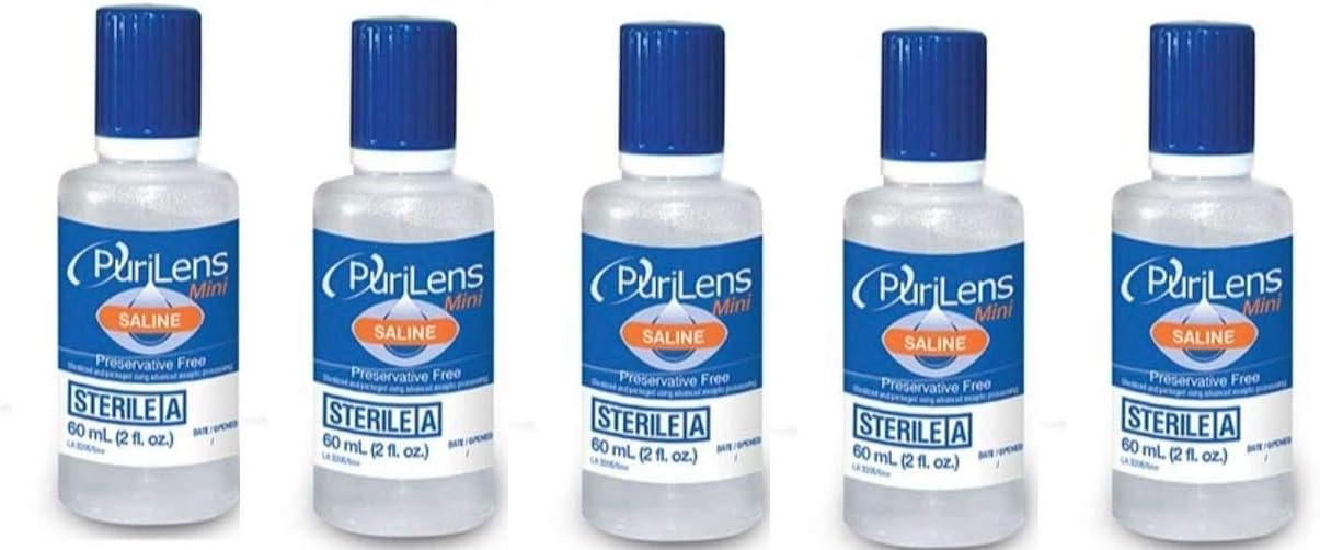 PuriLens Mini Preservative Free Saline 2-Fl. Oz (60-ml) Airline Approved Travel Size. Unisol 4 Replacement (Pack of 5) : Health & Household
