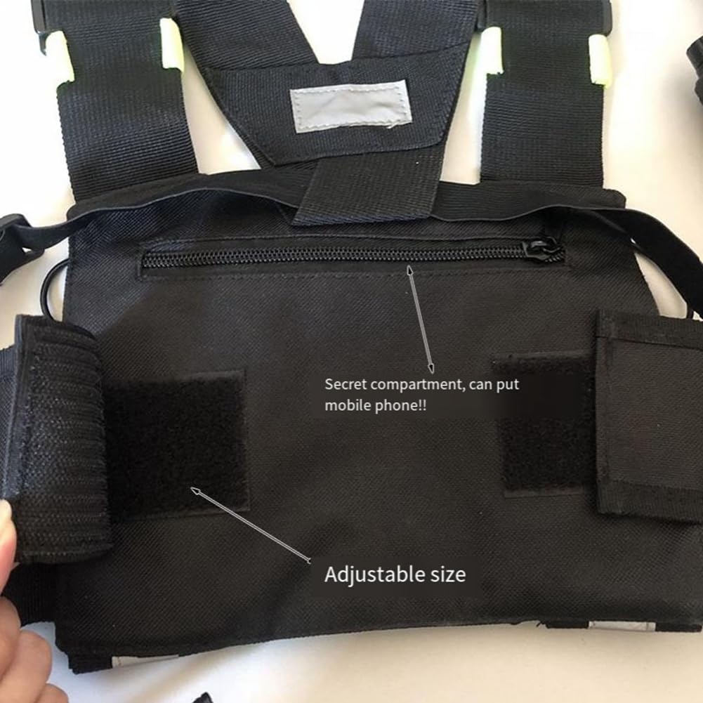 Osmond Harnais De Poitrine Double Réfléchissant Pour Talkie-Walkie – Gilet Support Radio Vert Avec Poches