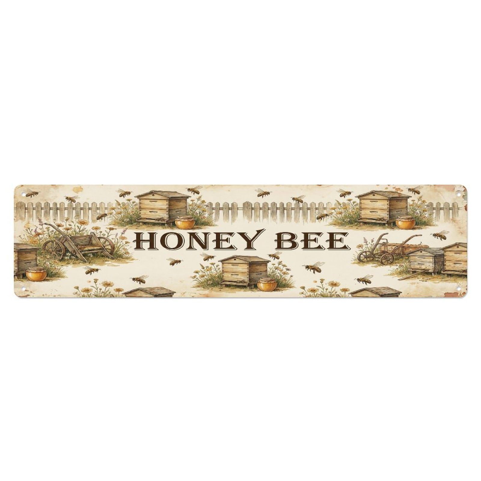 Xanthor Style Metal Tin Sign Vintage Yard Honey Farmhouse Funny Bee Backyard Farm