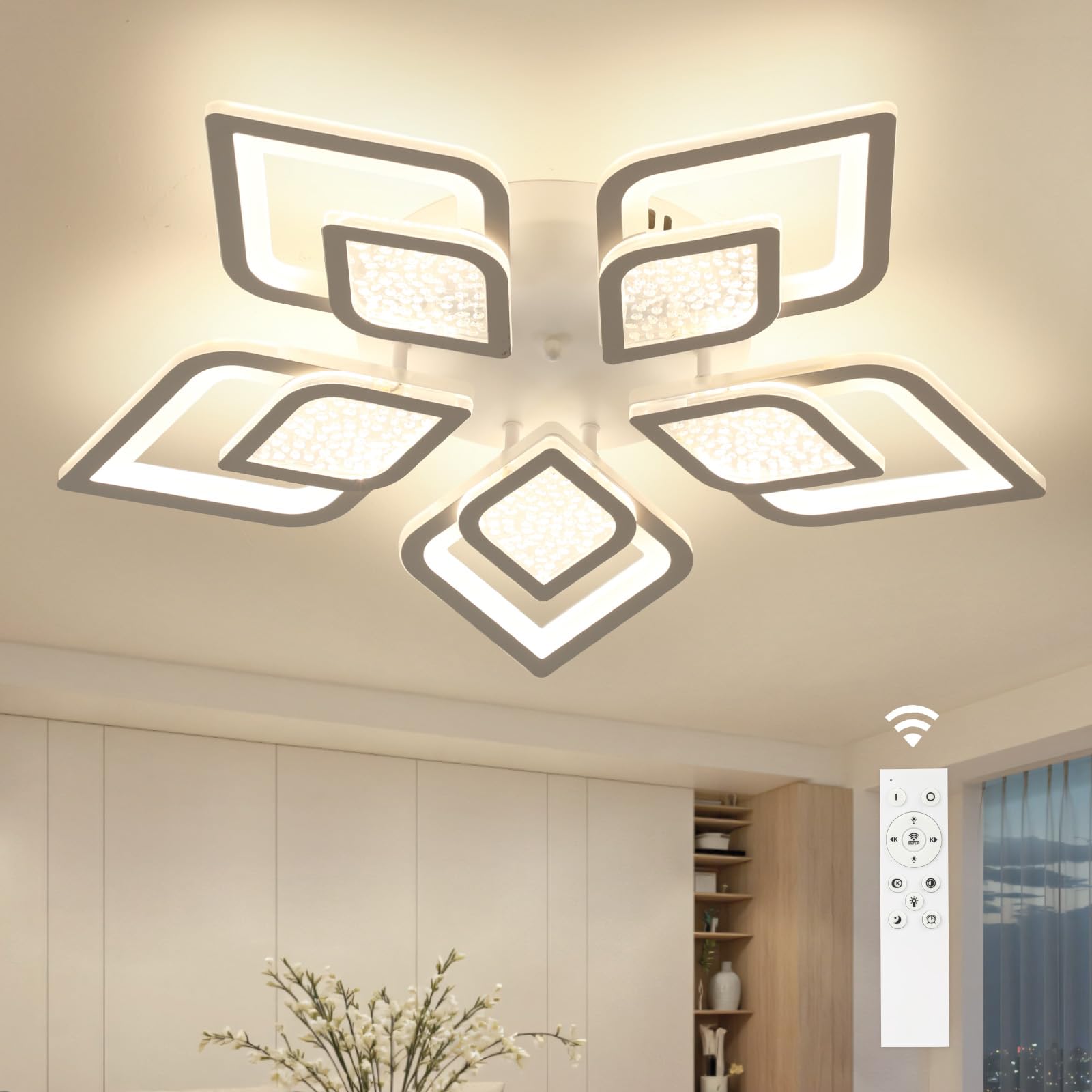 EASY EAGLE Lampara Techo Regulable: Plafon Led Techo Moderno con Mando a Distancia y APP 3000K-6500K, Luz de Techo para Salon Dormitorio Moderno, 48W 4800LM 61CM