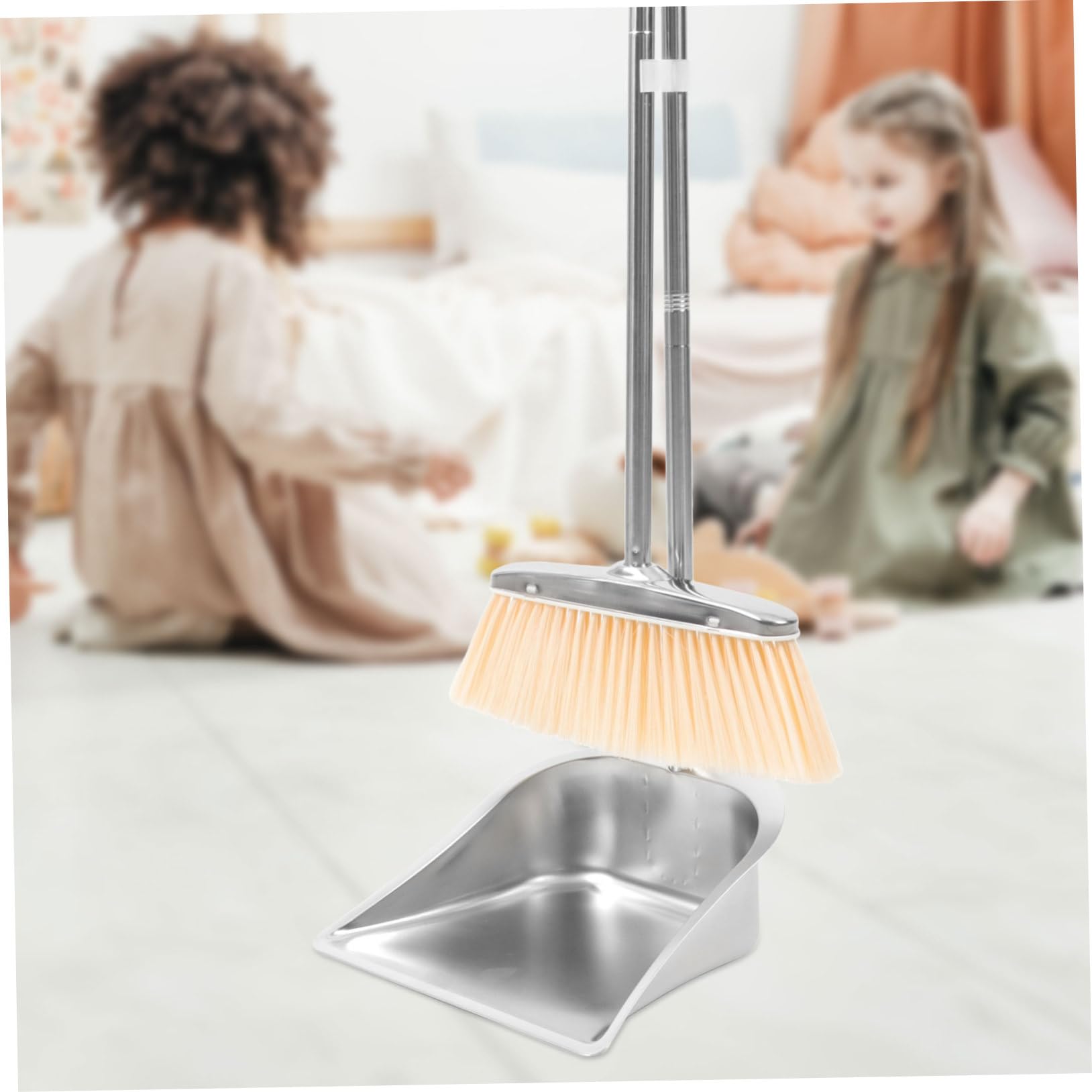 Acero Inoxidable, Juego de Escoba y Recogedor Resistente al Desgaste Roturas, Dustpan And Brush Set, Adecuado para Hogar y Dormitorio