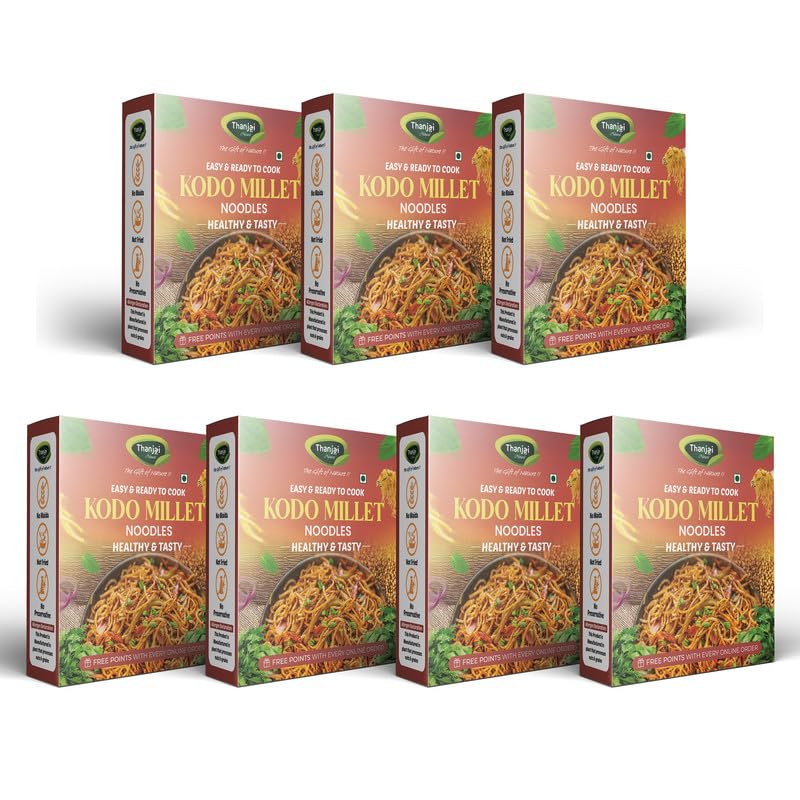 Image of Thanjai Natural Kodo Millet Noodles 180 Grams X 7 (1260 Grams) of Homemade Natural Noodles (No Preservatives, No Chemicals, No Artificial Extract)