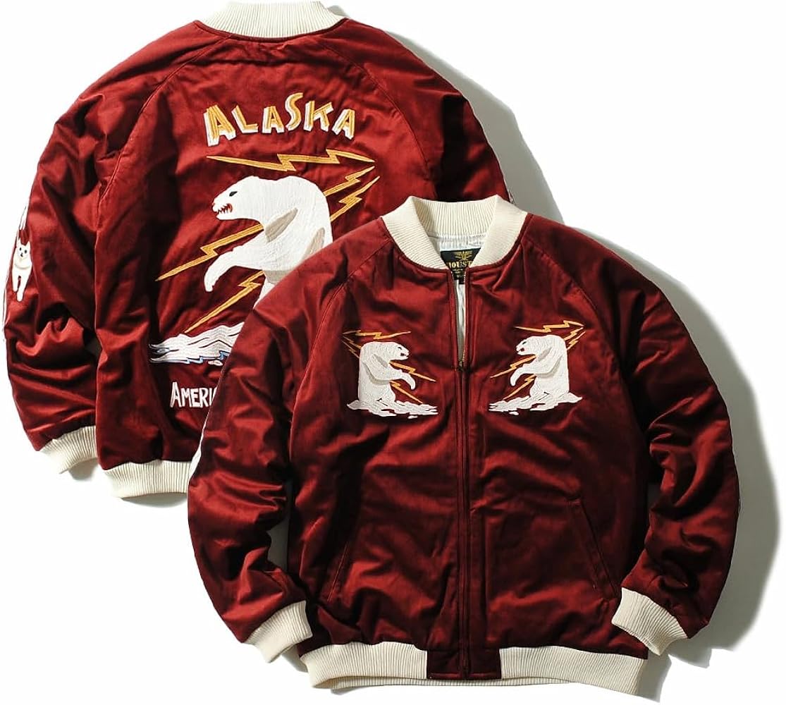 内*田様 美品✨HOUSTON スカジャン　別珍　アラスカ　ベロア　豪華刺繍　黒 HOUSTON（ヒューストン） スカジャン ベロア アラスカ刺繍 長袖