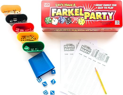 Farkel Party Dice Game – Classic Family Game for Kids & Adults in Travel Tin | Educational, Fun for Game Nights, Parties & Gifts – Portable Dice Game
