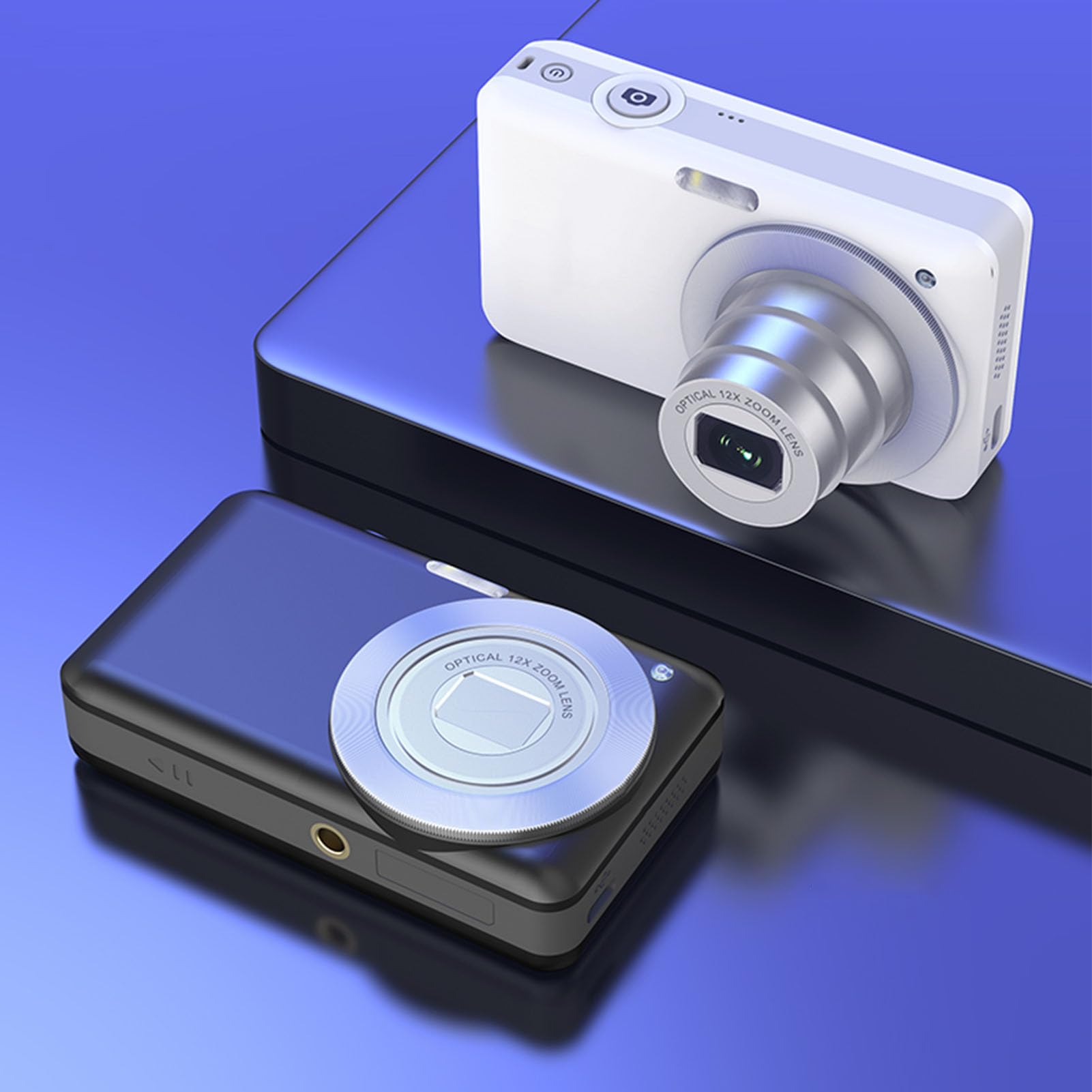 Elprico Camere Digitali 4K per Fotografia, Fotocamera da Vlogging da 64 MP 1080p per YouTube, Fotocamera da Viaggio Compatta a Schermo da 3 Pollici per Adolescenti con Zoom Ottico 10x, (WHITE)
