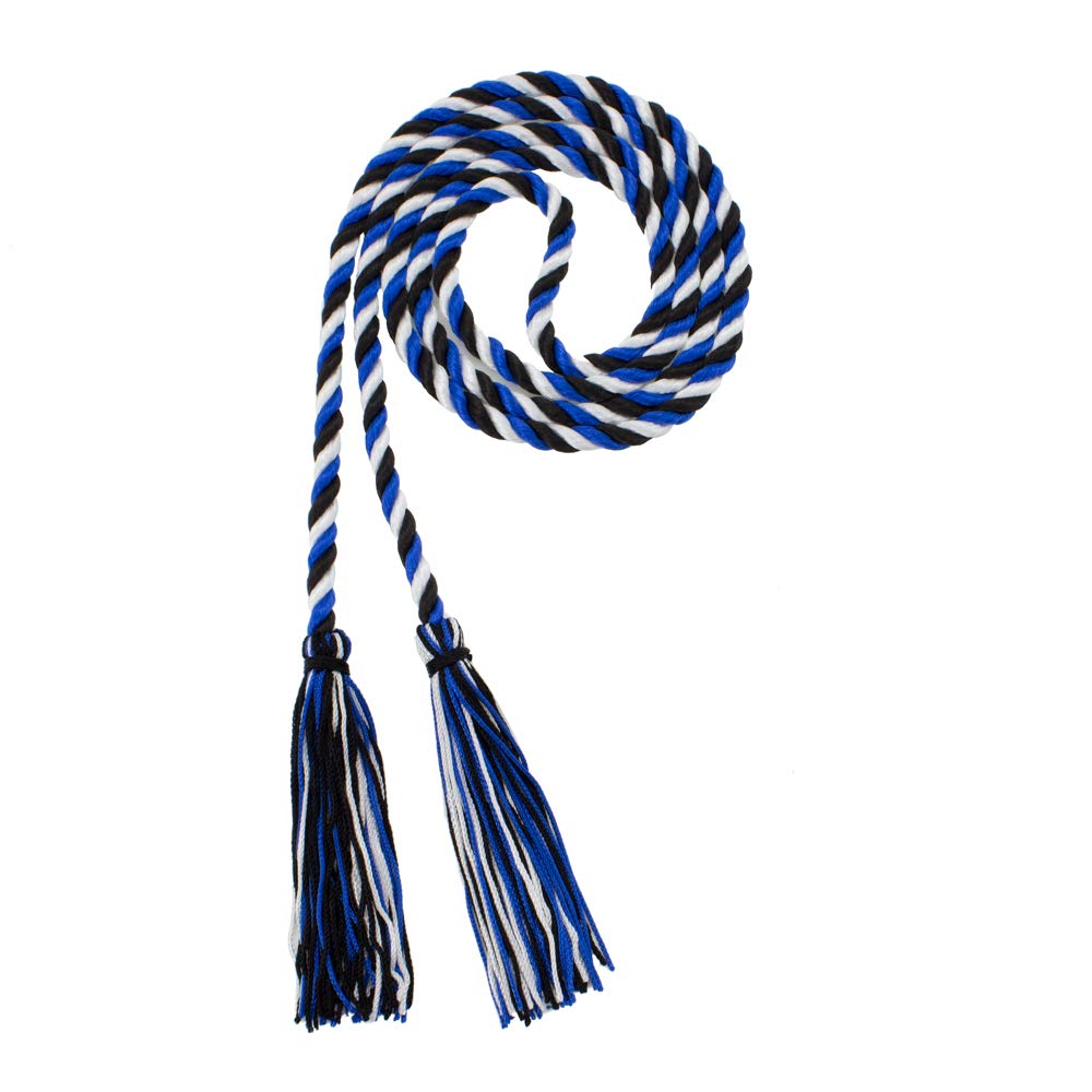 Tassel Depot Graduation Honor Cord - Black/Royal/White - Every School Color Available - Made In Usa