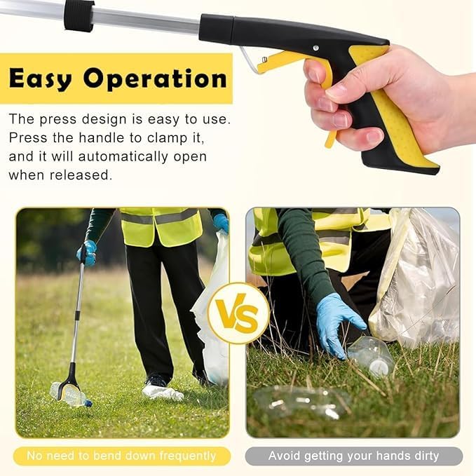 Image of Foldable Reacher Grabber Tool with Magnet - Lightweight Aluminum Long Arm Pickup Tool - Litter Picker, Trash Grabber, Garbage Picker, Claw Extender for Elderly & Disabled