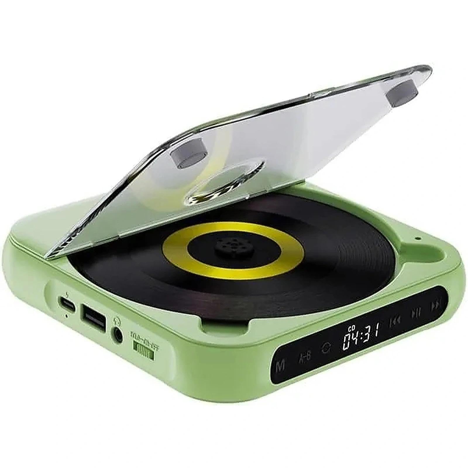 Lettore CD portatile con Bluetooth 5.3, mini lettore CD ricaricabile con altoparlanti HiFi, supporto USB e AUX, compatto per casa, viaggi e ufficio