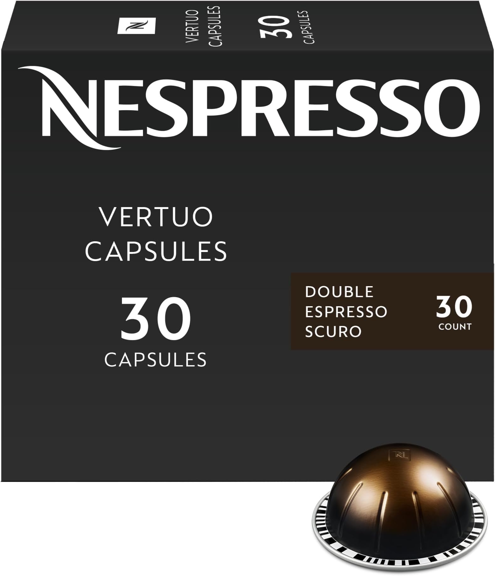Nespresso Vertuo, Double Espresso Scuro, Dark Roast, 30-Count Espresso Pods