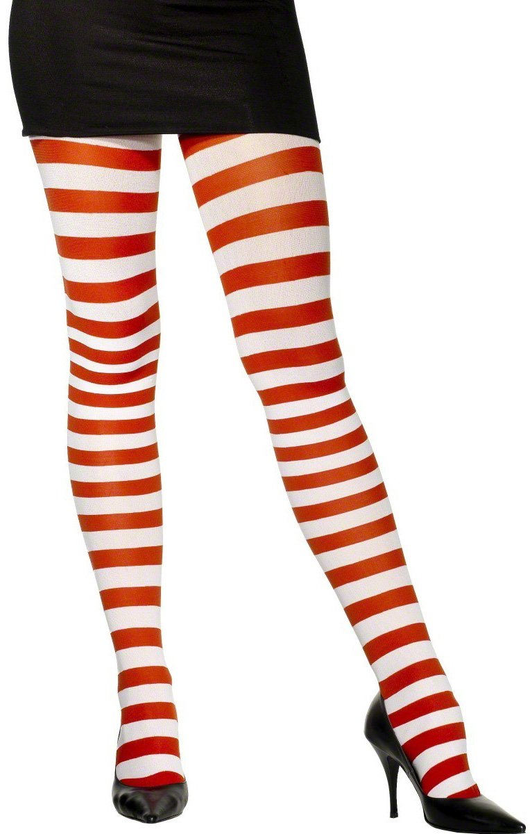 Fever Women's One Size Opaque Tights and Striped, Red/White