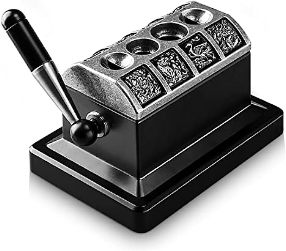 Stainless Steel Quad Tabletop Cigar Cutter - Brushed Finish V-Carved Desktop Cigar Cutter for Precision Cutting - Ideal Gift for Cigar Aficionados (Black)